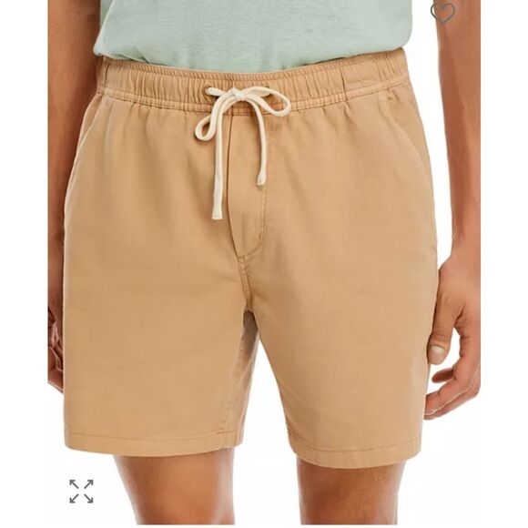 Marine Layer Saturday tan drawstring waist pull on shorts - Picture 2 of 5